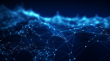 Abstract waving particle technology background design. Abstract wave moving dots flow particles, hi-tech and big data background.