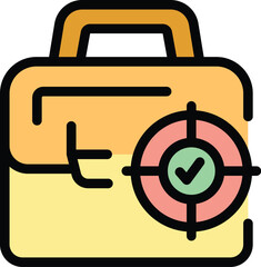 Poster - Manager case icon outline vector. Office strategy. Meeting people color flat
