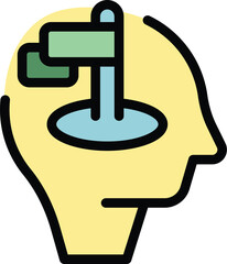 Poster - Top team manager icon outline vector. Meeting office. Group management color flat
