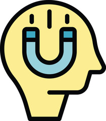 Poster - Manager magnet icon outline vector. Office strategy. Team top color flat