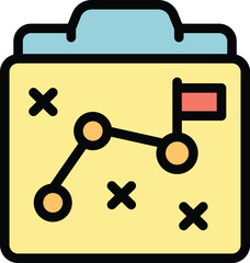 Poster - Manager strategy icon outline vector. People meeting. Project report color flat
