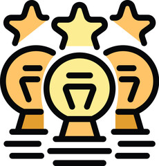 Poster - World top manager icon outline vector. Team people. Office strategy color flat