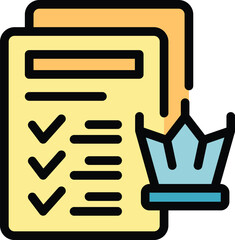 Poster - Manager document icon outline vector. Team report. People meeting color flat