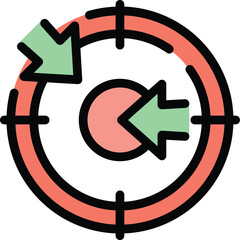 Poster - Target team icon outline vector. Business strategy. Success round color flat
