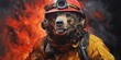 illustration of bear in firefighter suit, realistic painting, generative AI