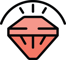 Poster - Diamond manager icon outline vector. Office strategy. Top team color flat