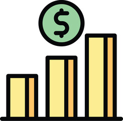 Poster - Loan graph icon outline vector. Money cost. Pay finance color flat