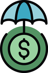 Poster - Secured loan icon outline vector. Money cost. Bank management color flat