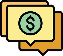 Poster - Loan money chat icon outline vector. Business cost. Personal credit color flat