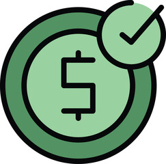 Wall Mural - Approved loan icon outline vector. Money cost. Cash budget color flat