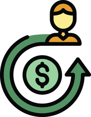 Poster - Cash loan icon outline vector. Cost money. Bank personal color flat