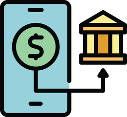 Poster - Online phone loan icon outline vector. Money cost. Finance pay color flat