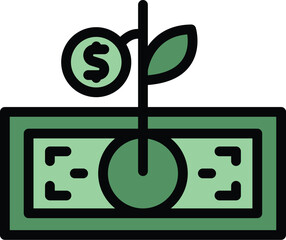Poster - Grow loan money icon outline vector. Business cost. Personal credit color flat