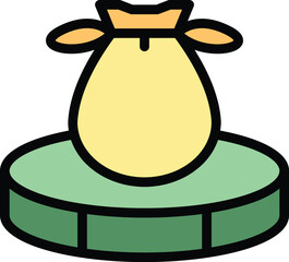 Poster - Loan money bag icon outline vector. Cost business. House give color flat