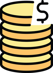 Poster - Loan coin stack icon outline vector. Business bank. Personal credit color flat