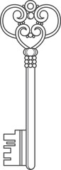 Poster - Ornate skeleton key drawing. Door lock symbol