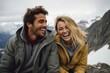© Hanne Bauer - Couple in their 30s smiling at the Aletsch Glacier in Valais Switzerland
