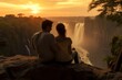 © Anne Schaum - Romantic couple in their 40s at the Victoria Falls Zambia/Zimbabwe Border in sunset
