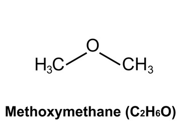 Wall Mural - Chemical structure of methoxymethane (C2H6O)