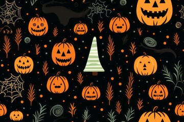 Wall Mural - Pattern with pumpkins. Halloween concept. Background with selective focus and copy space