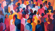 © Delta Amphule - A painting of a diverse crowd of people. Diversity, equity, inclusion and belonging. DEI. Faceless crowd. Lost in the crowd. Abstract shapes