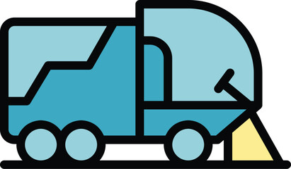 Poster - asphalt sweeper icon outline vector. street truck. garbage machine color flat