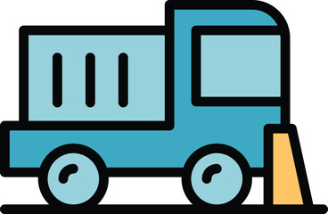 Poster - car sweeper icon outline vector. street road. cleaner machine color flat