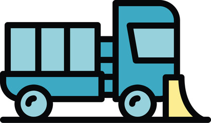Poster - cleanliness sweeper icon outline vector. road truck. machine vehicle color flat