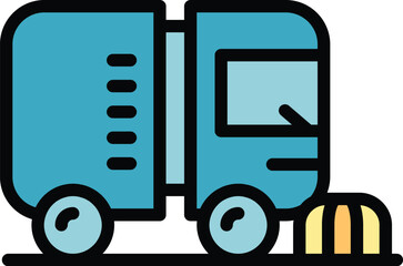 Poster - clean truck icon outline vector. street clean. asphalt machine color flat