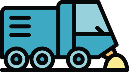 Poster - sewage truck icon outline vector. road street. cleaner machine color flat