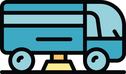 Poster - sidewalk truck icon outline vector. road cleaning. machine garbage color flat