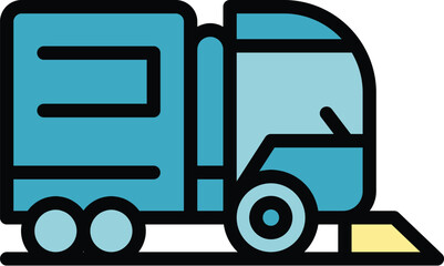 Poster - floor truck icon outline vector. road cleaning. machine municipal color flat