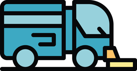 Poster - Street washer icon outline vector. Cleaning truck. Machine sweeper color flat