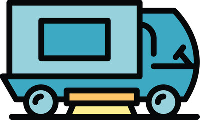 Poster - vehicle cleaner icon outline vector. road truck. machine cleaning color flat