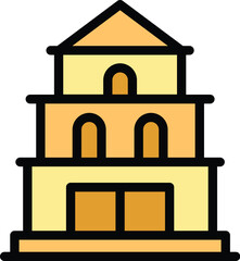 Wall Mural - Prayer temple icon outline vector. Nepal skyline. Old building color flat