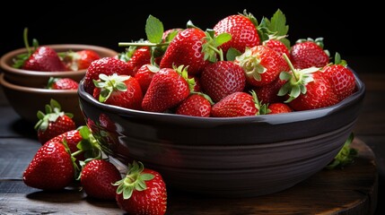 Wall Mural - Strawbery field basket fresh picked berries