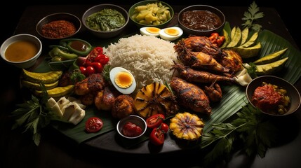 Wall Mural - feijoada traditional brazilian food, with typical side dishes