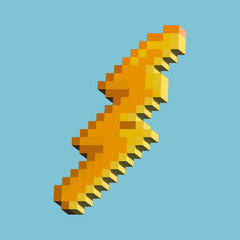 Fototapete - Isometric Asset from Pixel art square 3d of thunder for items asset. 3D thunder lighting on pixelated style. 8bits perfect for game asset or design asset element for your game design.3d pixel