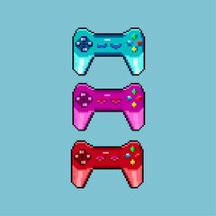 Fototapete - Pixel art sets of controller game with variation color items asset. playing game controls tools on pixelated style.8bits perfect for game asset or design asset element for your game design asset.
