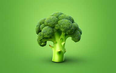 Wall Mural - Broccoli on a solid green background