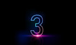 Abstract sports Light out technology and with number three glowing in the dark, pink blue neon light Hitech communication concept innovation background,  vector design