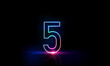 Abstract sports Light out technology and with number five glowing in the dark, pink blue neon light Hitech communication concept innovation background,  vector design