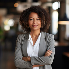 businesswoman smiling at camera