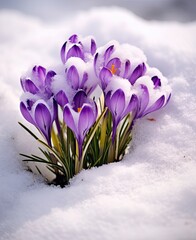 Wall Mural - some purple crocy flowers in the snow, taken with my canon 70mm f2 8 1 lens