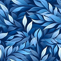 abstract blue leaves seamless pattern leaves in blue and white. Seamless abstract botanical pattern