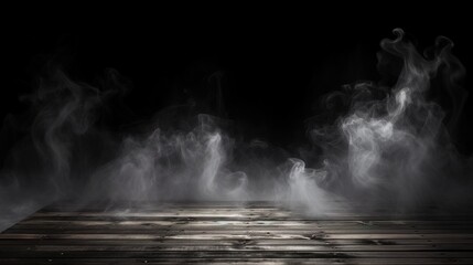 Wall Mural - empty wood floor with smoke background