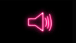 Glowing purple neon audio speaker volume on line art icons for apps and websites.