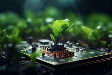 Poster - Background hardware motherboard computer component technology microchip circuit board digital electronic industry processor