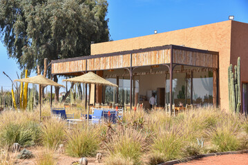 Wall Mural - Marrakech, Morocco - Feb 25, 2023: Entrance to Cactus Thiemann, the largest cactus garden in Africa