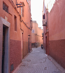 Wall Mural - Marrkech, Morocco - Feb 24, 2023: Early morning in the backstreets of the Marrakech Medina